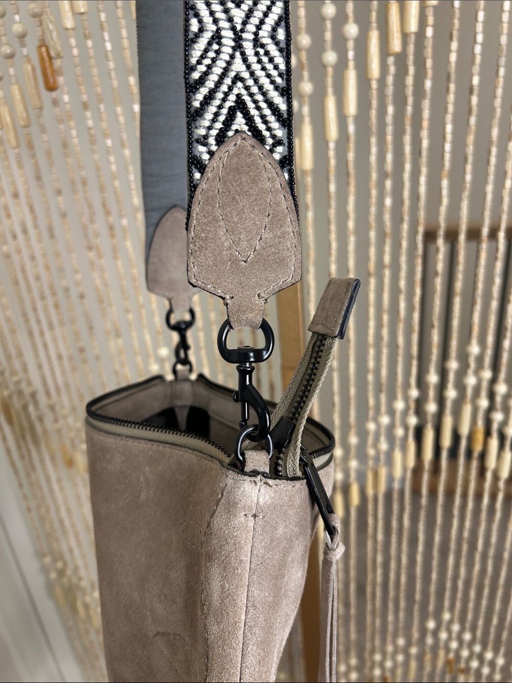 Rebecca Minkoff Taupe Fringe Suede Crossbody Bag - Picture 13 of 16